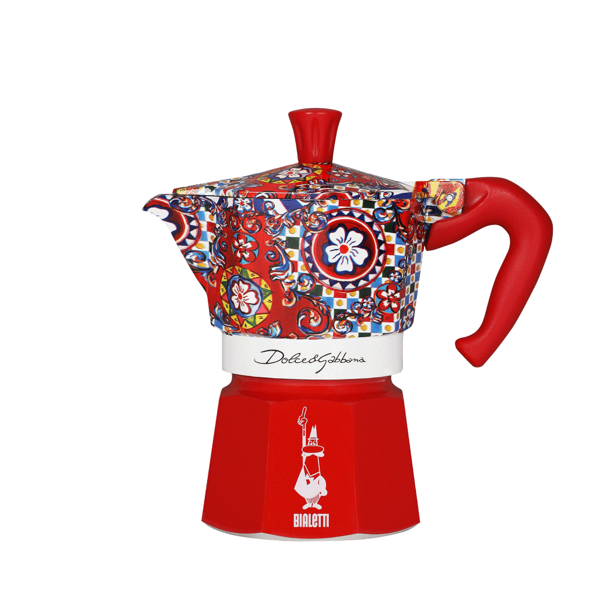 Red and green Italian Coffee Maker Moka Express 3 Cups BIALETTI
