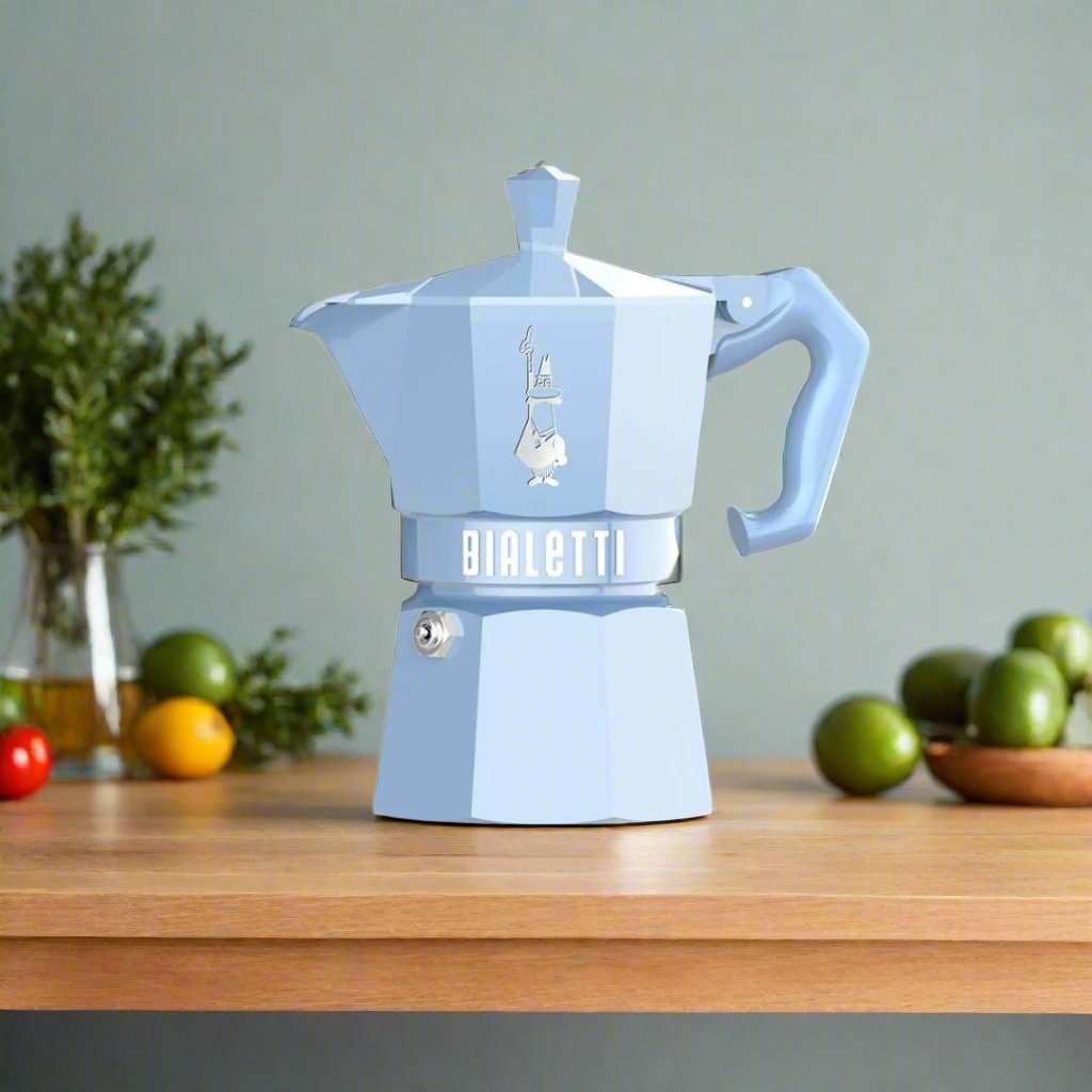 Bialetti Exclusive Light Blue 3 cup - MOKA POT - SALA Caffe Co