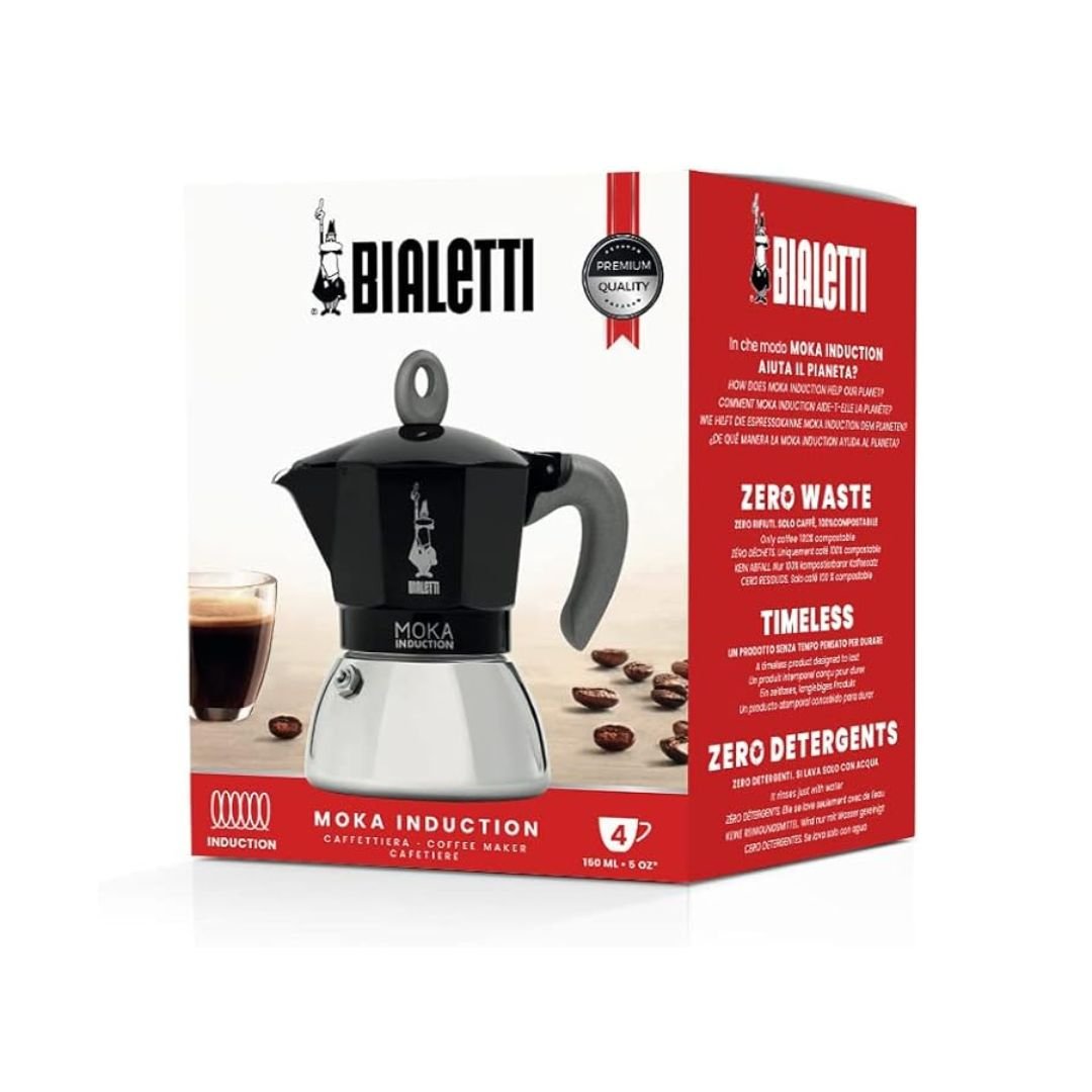 Bialetti Moka Induction Black 4 cups - MOKA POT - SALA Caffe Co