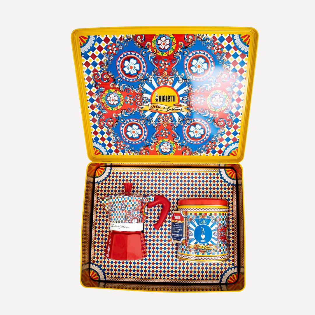 MOKA 3 CUPS + COFFEE TIN GIFT SET D&G RED CARRETTO - SALA Caffe Co