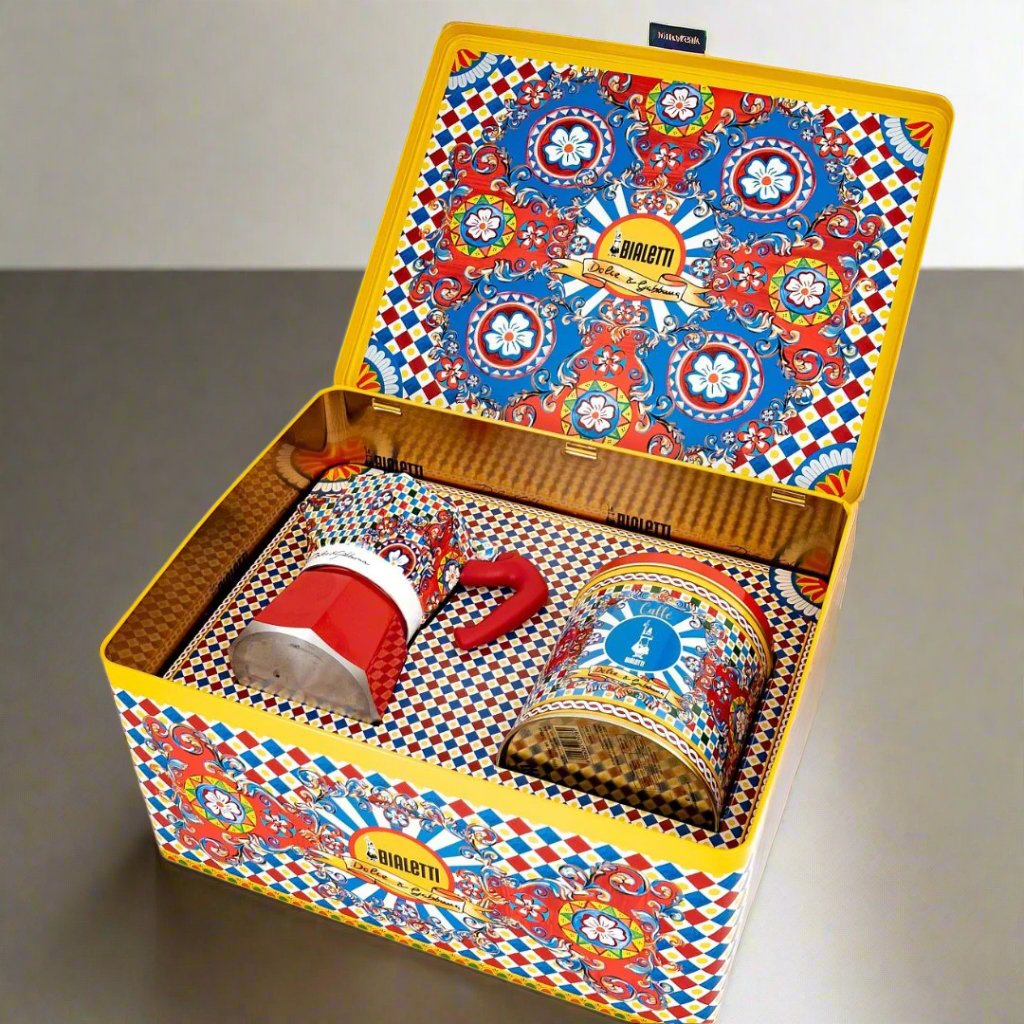 MOKA 3 CUPS + COFFEE TIN GIFT SET D&G RED CARRETTO - SALA Caffe Co